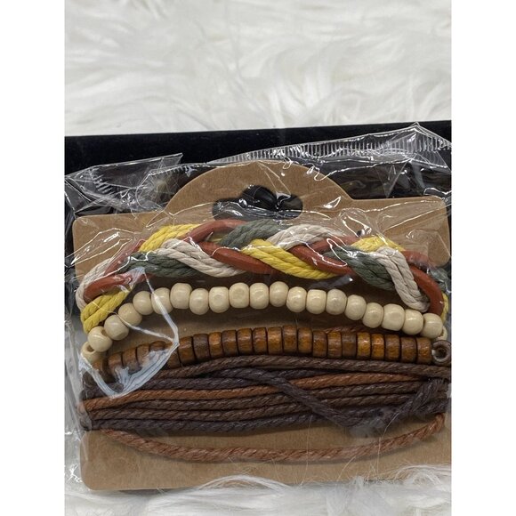 Multilayered Woven & Beaded Bangle Bracelet Unisex Fashion Jewelry Boho Style - Picture 2 of 5